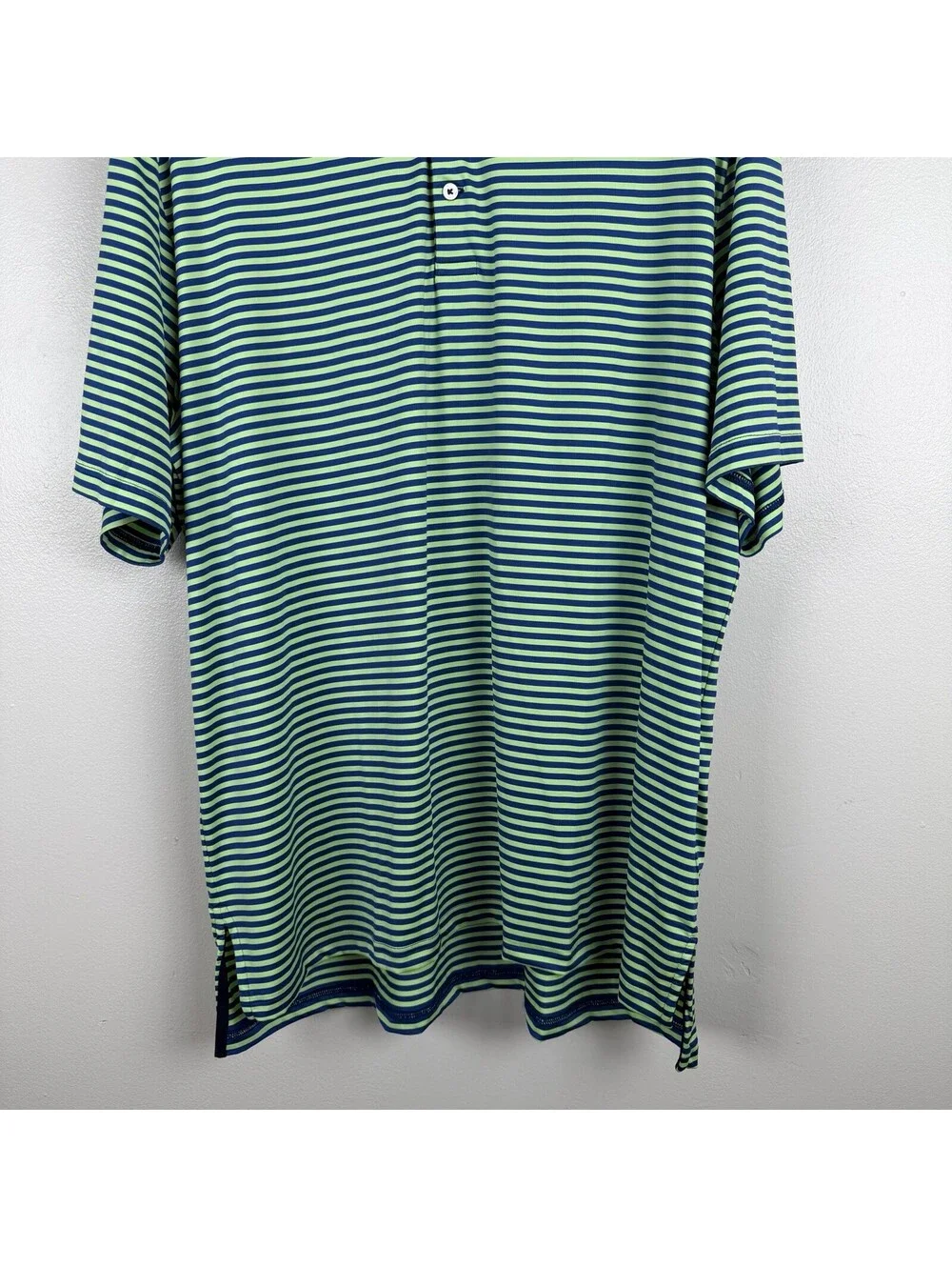 RLX Ralph Lauren Golf Polo Shirt XL Lime Green Blue Striped Wicking AFLG1W